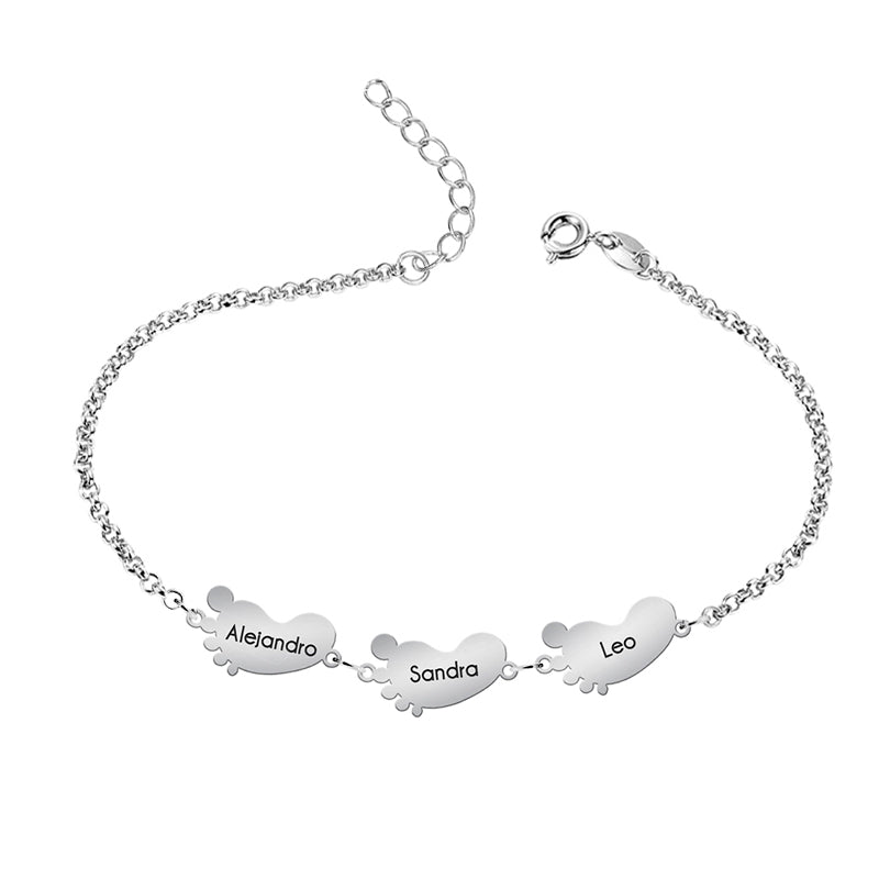 Tobillera en Argent avec Breloques Petits Pieds