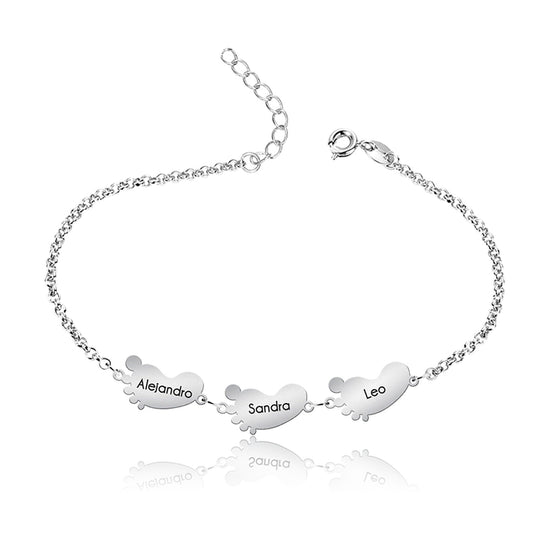 Tobillera en Argent avec Breloques Petits Pieds
