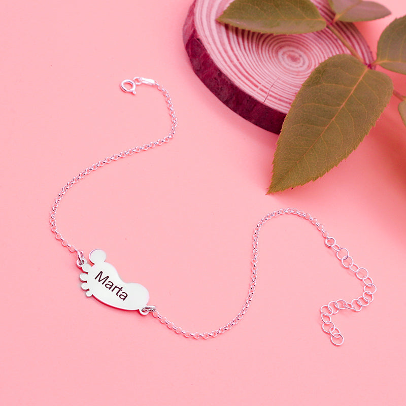 Tobillera en Argent avec Breloques Petits Pieds