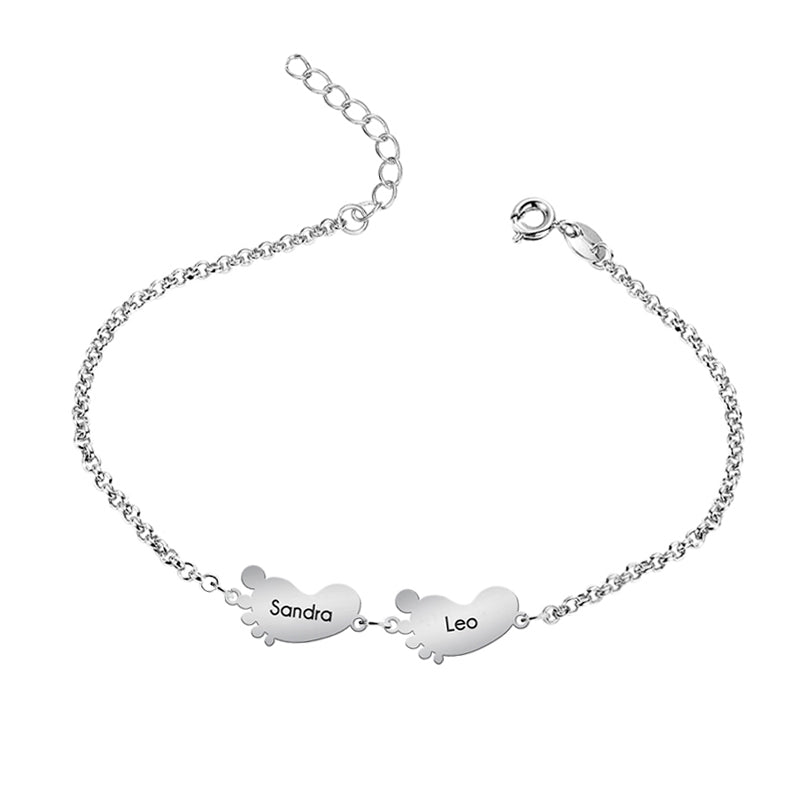 Tobillera en Argent avec Breloques Petits Pieds